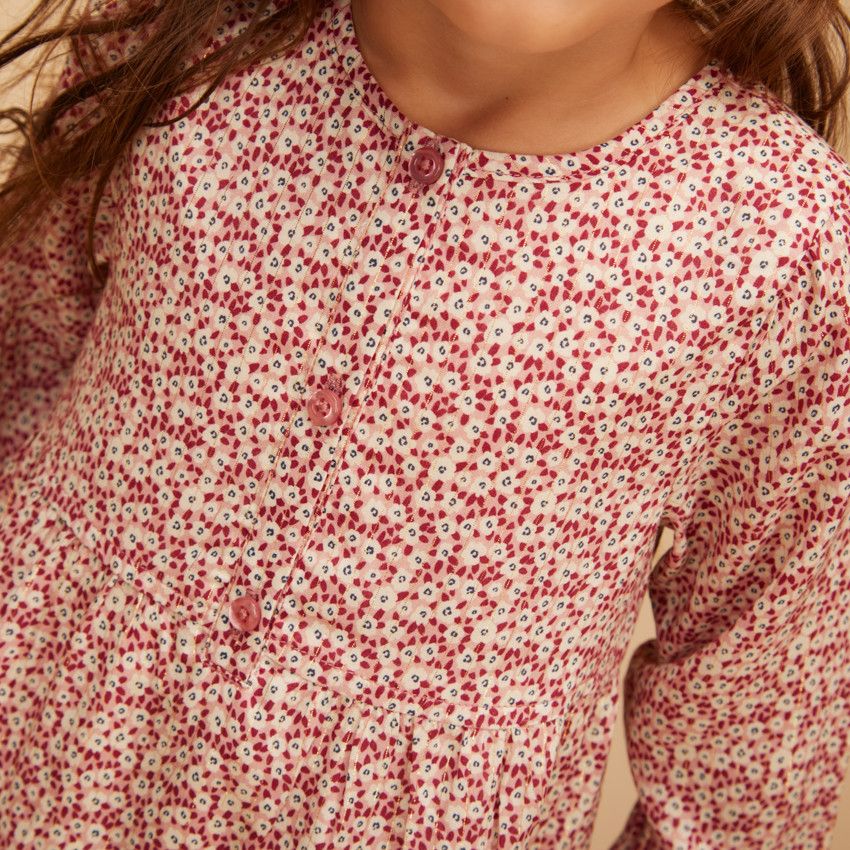 Robe manches longues imprimé fleuri pour bébé fille - Rose