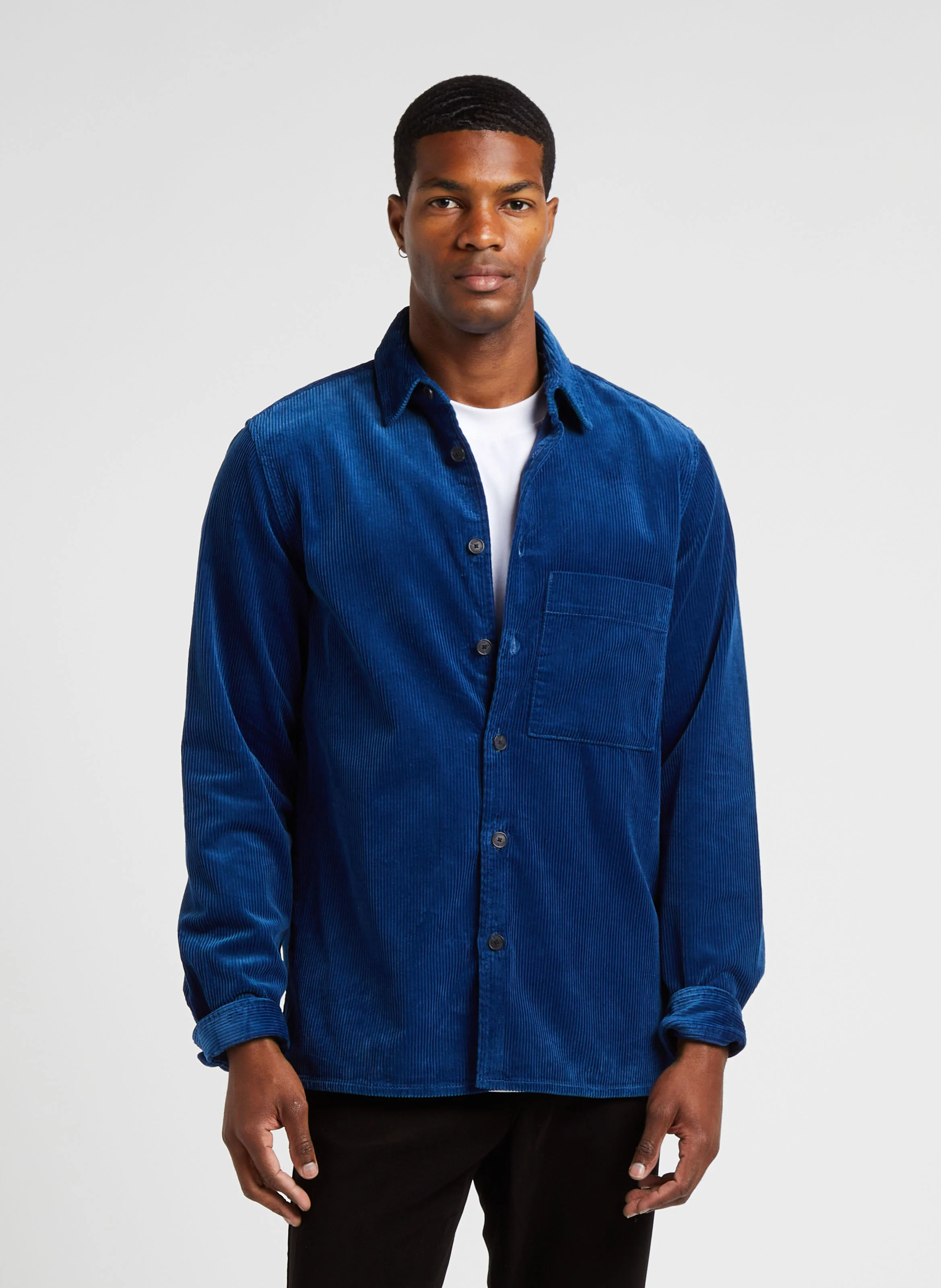 Surchemise droite col classique en coton | Bleu