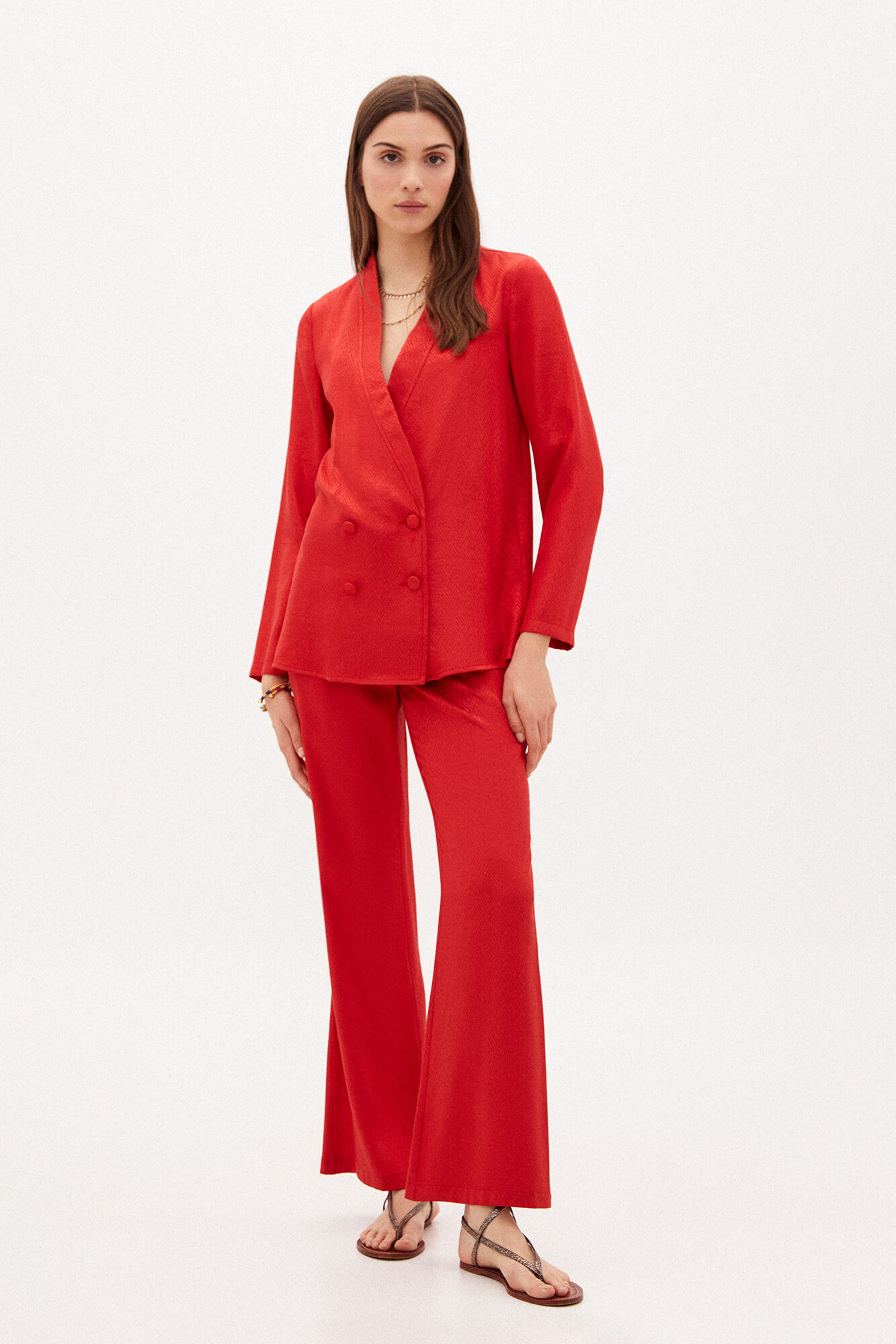 Milo Americana curado em jacquard - Vermelho