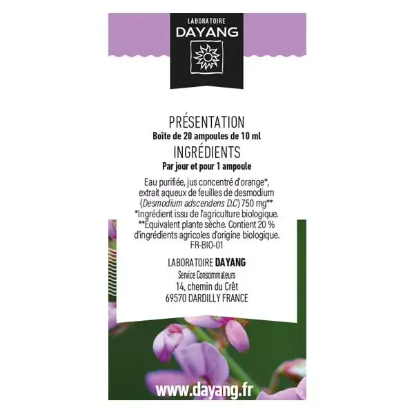 Dayang Desmodium Orgânico 20 ampolas