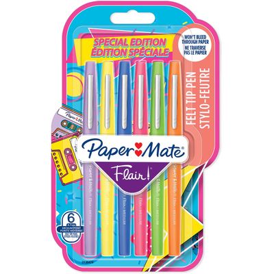 Paper Mate Flair - Pack de 6 Feutres d'écriture - couleurs assorties