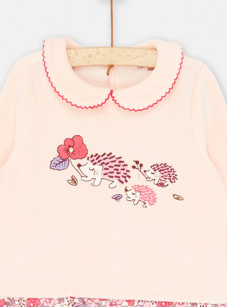 Grenouillère rose et violette à motifs fleuris