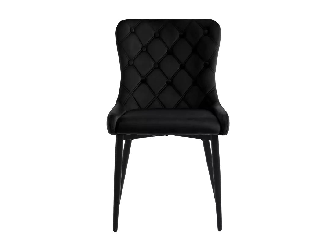 Lot de 6 Chaises en velours avec pieds en fer noir - Noir