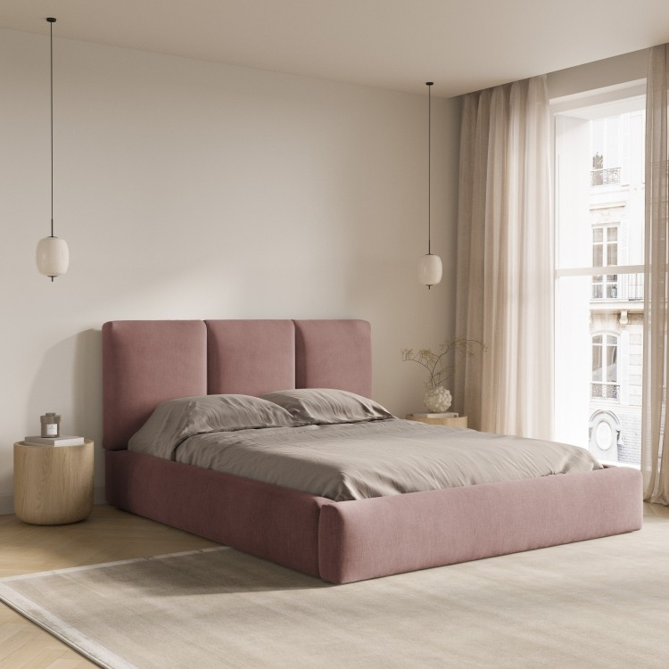 Windsor & Co Horizon Bedframe met Opbergvak - 180 x 200 cm - Chenille - Roze