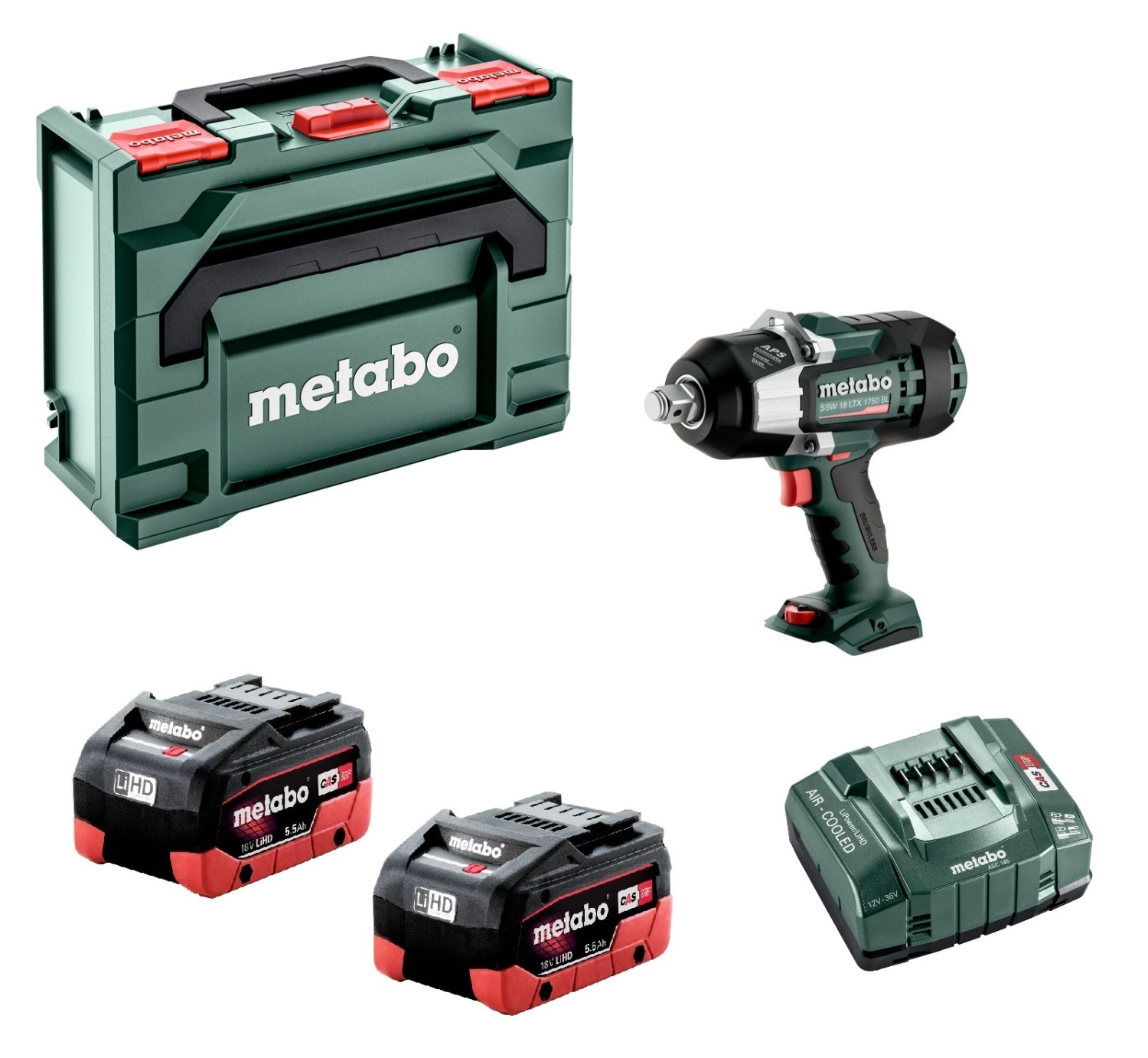 Metabo SSW 18 LTX 1750 BL 18V Li-ion Accu Slagmoersleutel set (2x5.5Ah LiHD accu) in Metabox