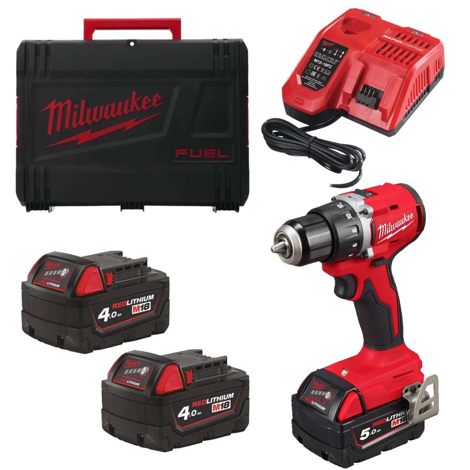Milwaukee M18 BLDDRC-502C 18V Li-ion accu boor-/schroefmachine (2x 5.0Ah accu) set in koffer