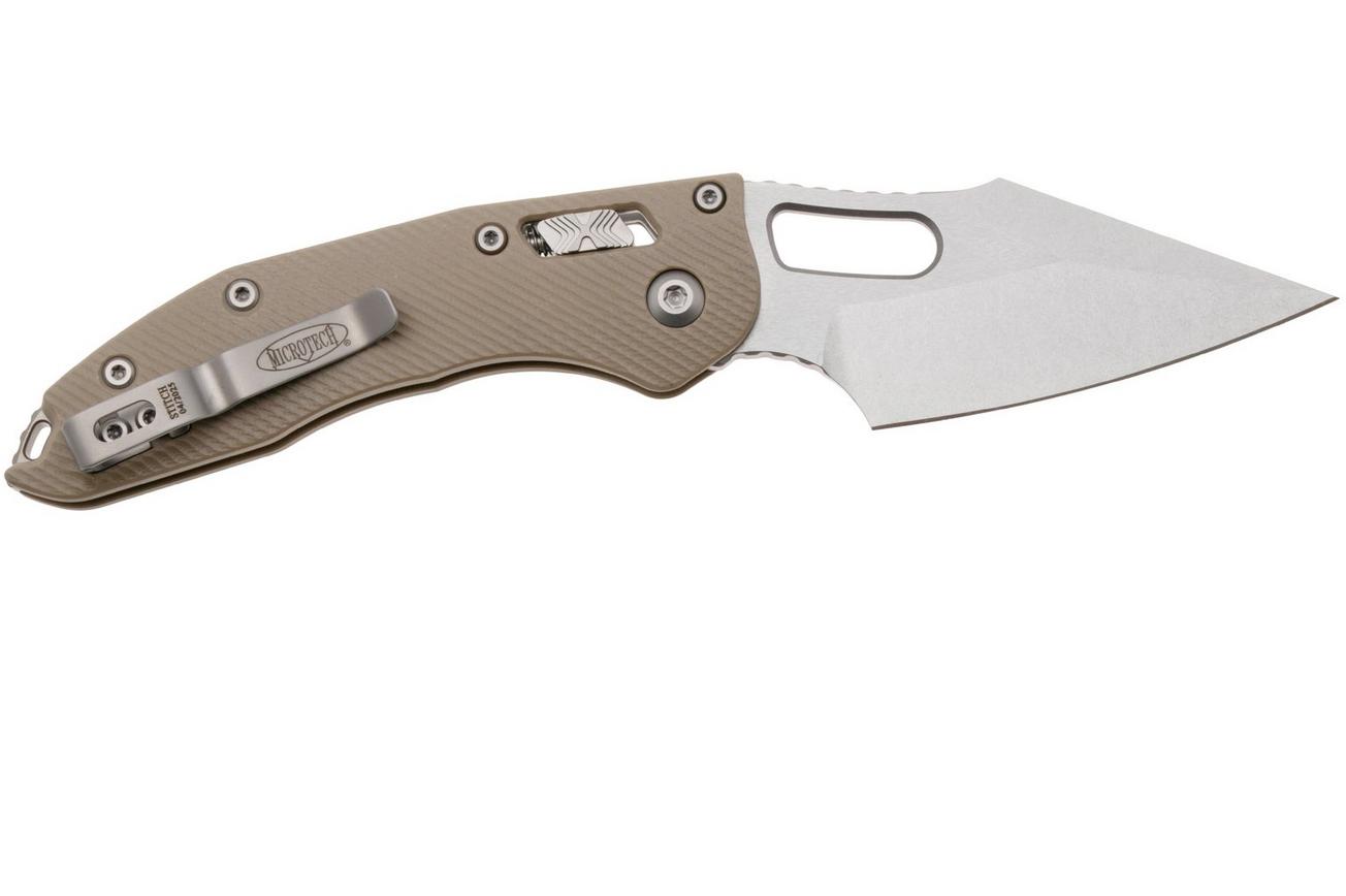 Microtech Stitch 169RL-10FLGTTA, Stonewashed M390MK, Fluted Tan G10 zakmes, Borka Blades design
