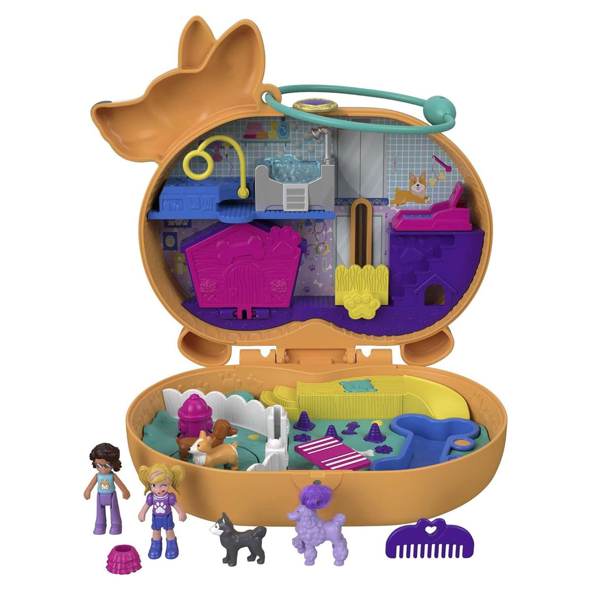Mattel GTN13 - Polly Pocket - Corgi-Hundehotel Schatulle