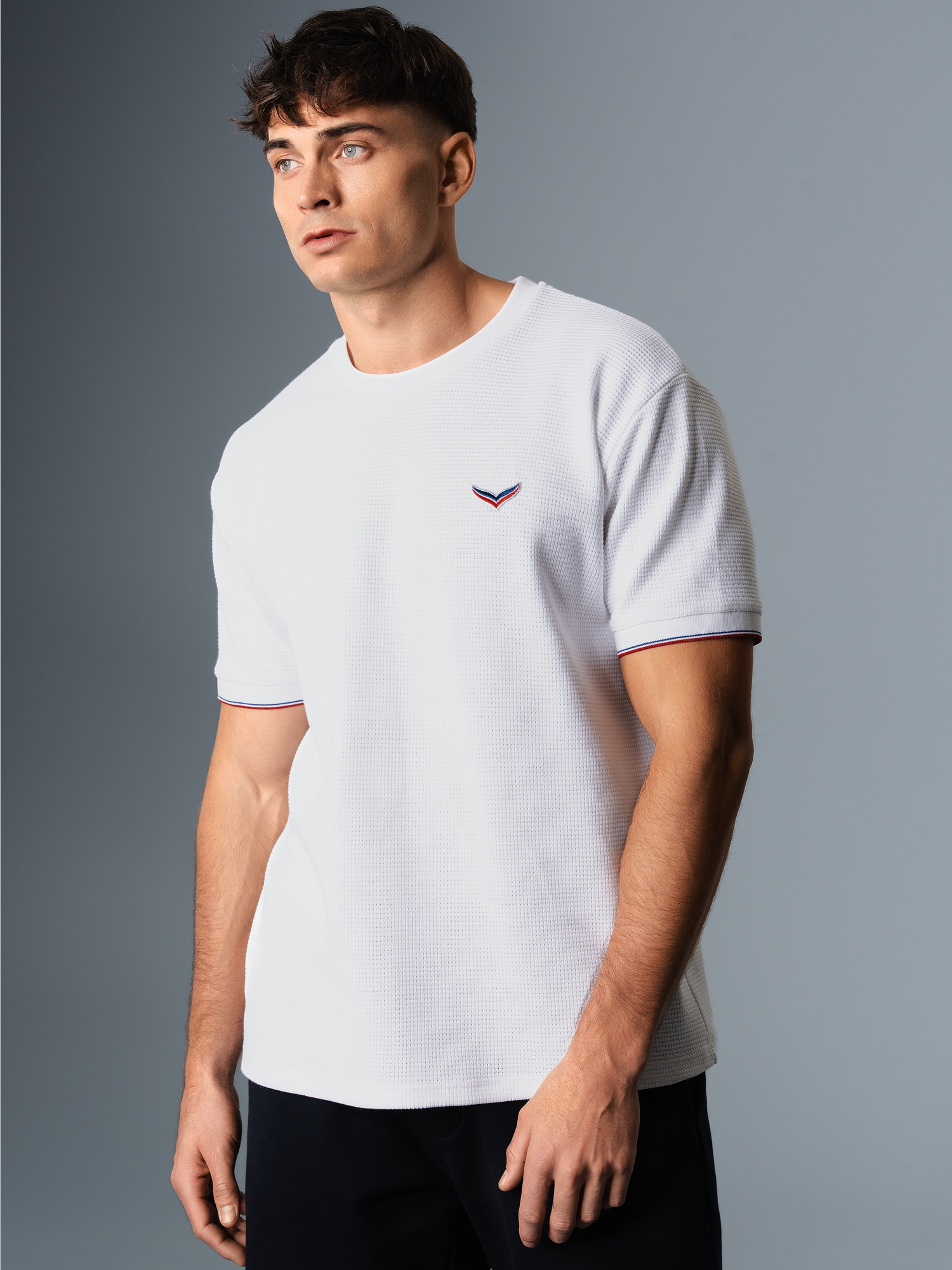 Oversized T-Shirt in Waffeloptik Weiss