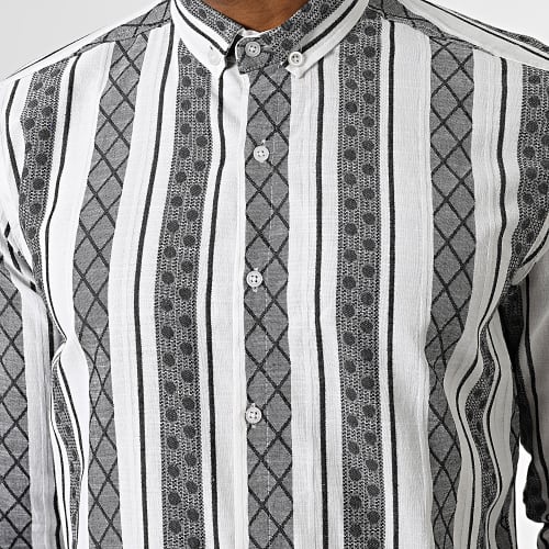 Chemise Manches Longues A Rayures ML603 Noir Blanc