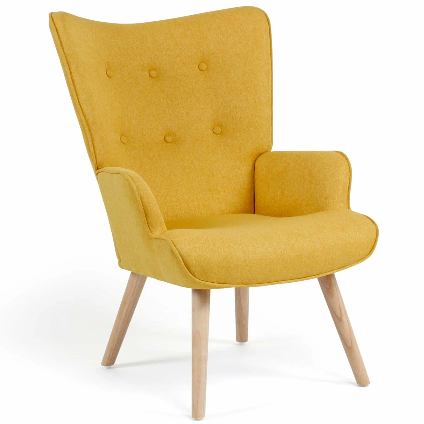 Fauteuil scandinave IVAR en tissu jaune