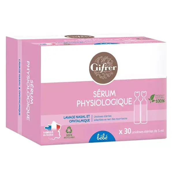 Soro fisiológico Gifrer 5ml, 30 frascos de dose única