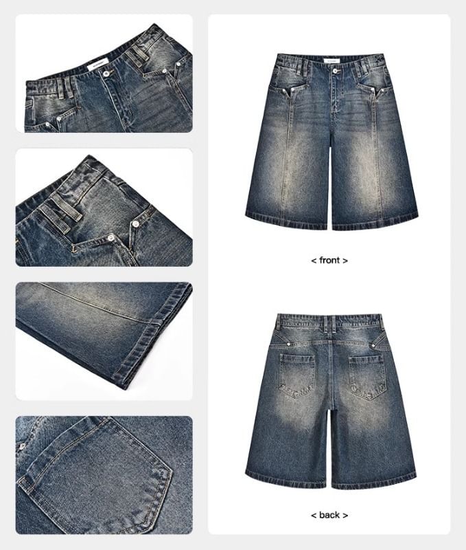 Femilina - Bermudashorts met gewassen denim en gemiddelde taille