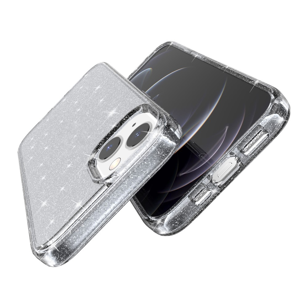 iPhone 13 Hybrid Hardcase Schutzhülle im Glitzer Design - Schwarz / Transparent