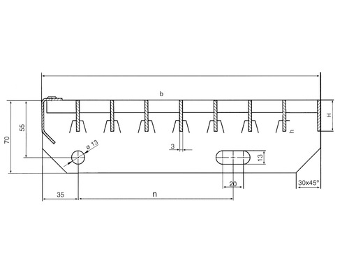 Wolfa traptrede, maaswijdte 30/30, 1200x240 mm