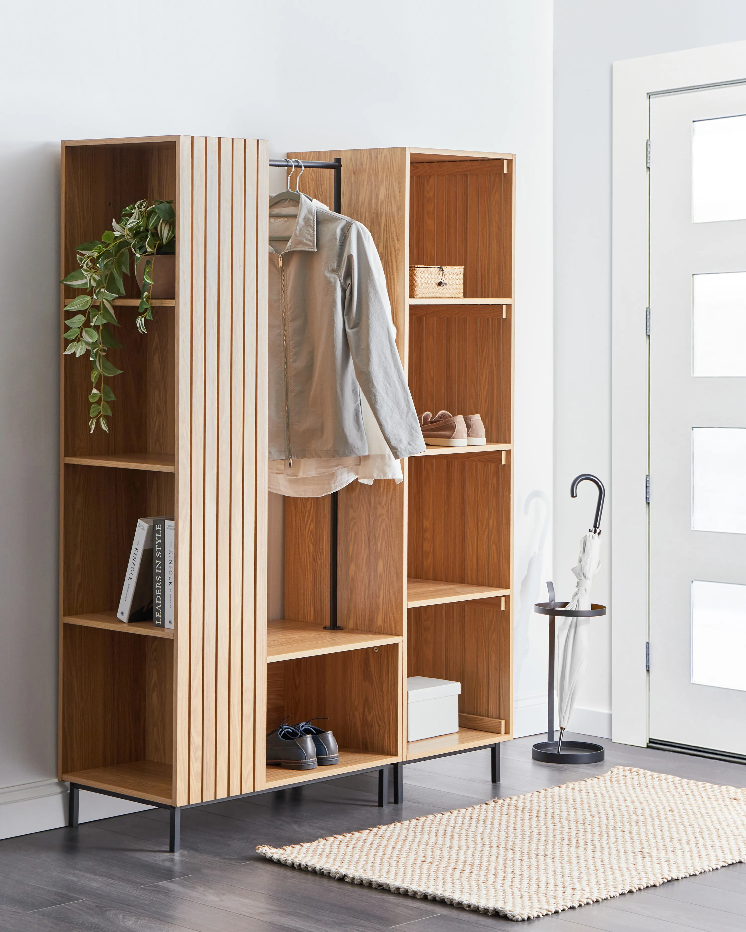 Open kast met 5 planken LEANDRO Lichtbruin