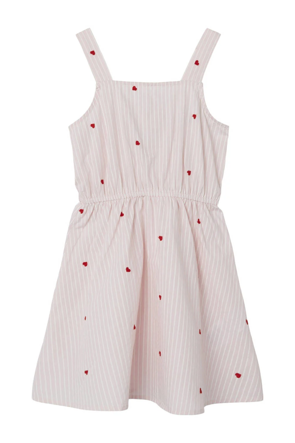 NAME IT jurk NKFFAHEART met hartjes en open detail lichtroze/wit