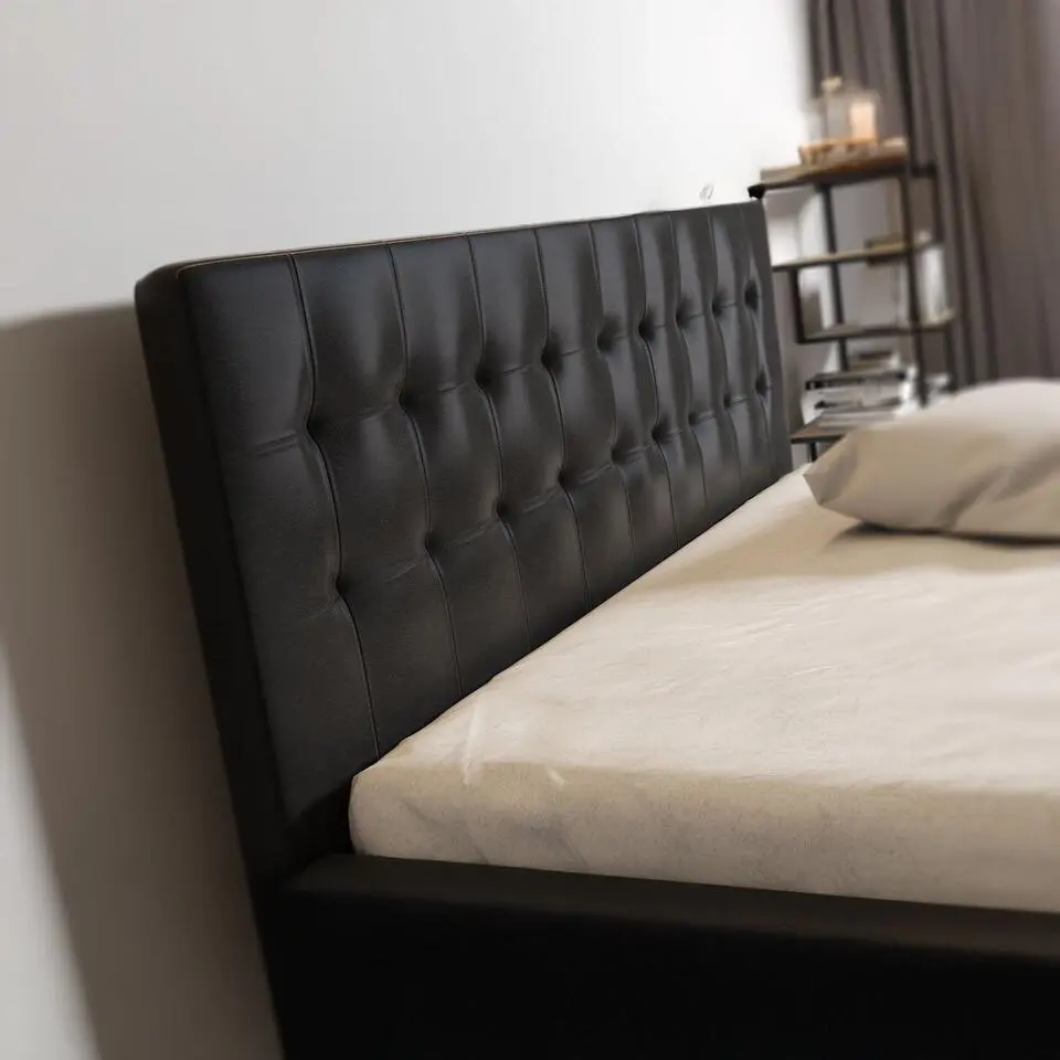 Meubella - Tweepersoonsbed Milo - Zwart - 180x200 cm