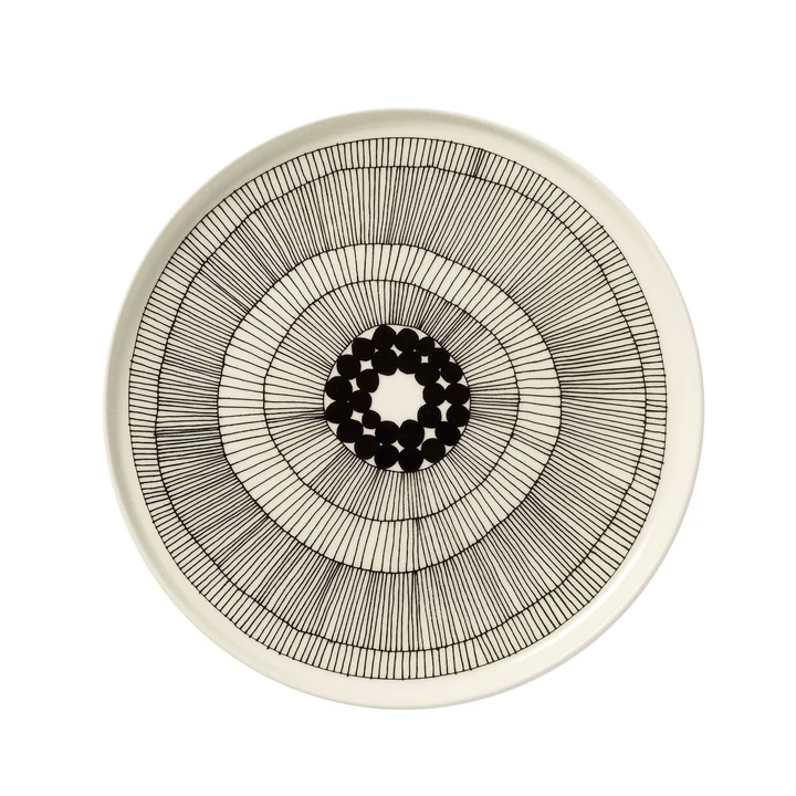 Marimekko - Oiva Siirtolapuutarha Teller, Ø 25 cm, weiss / schwarz