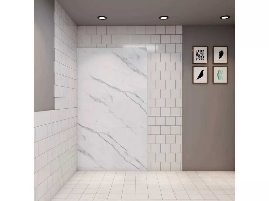 AICA panneau mural de douche L90 x H210 cm effet marbre en aluminium,Hydrofuge et Imputrescible