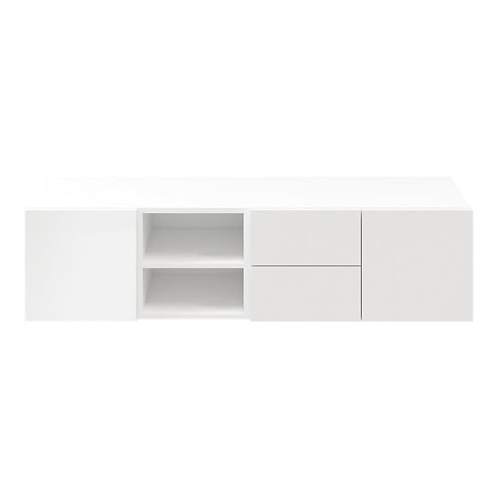 Meuble TV blanc avec portes GoodHome Atomia H. 37,5 x L. 150 x P. 37 cm