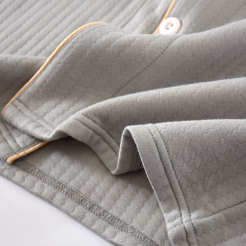 Dogini - Pyjamaset: effen shirt met contrasterende rand + broek
