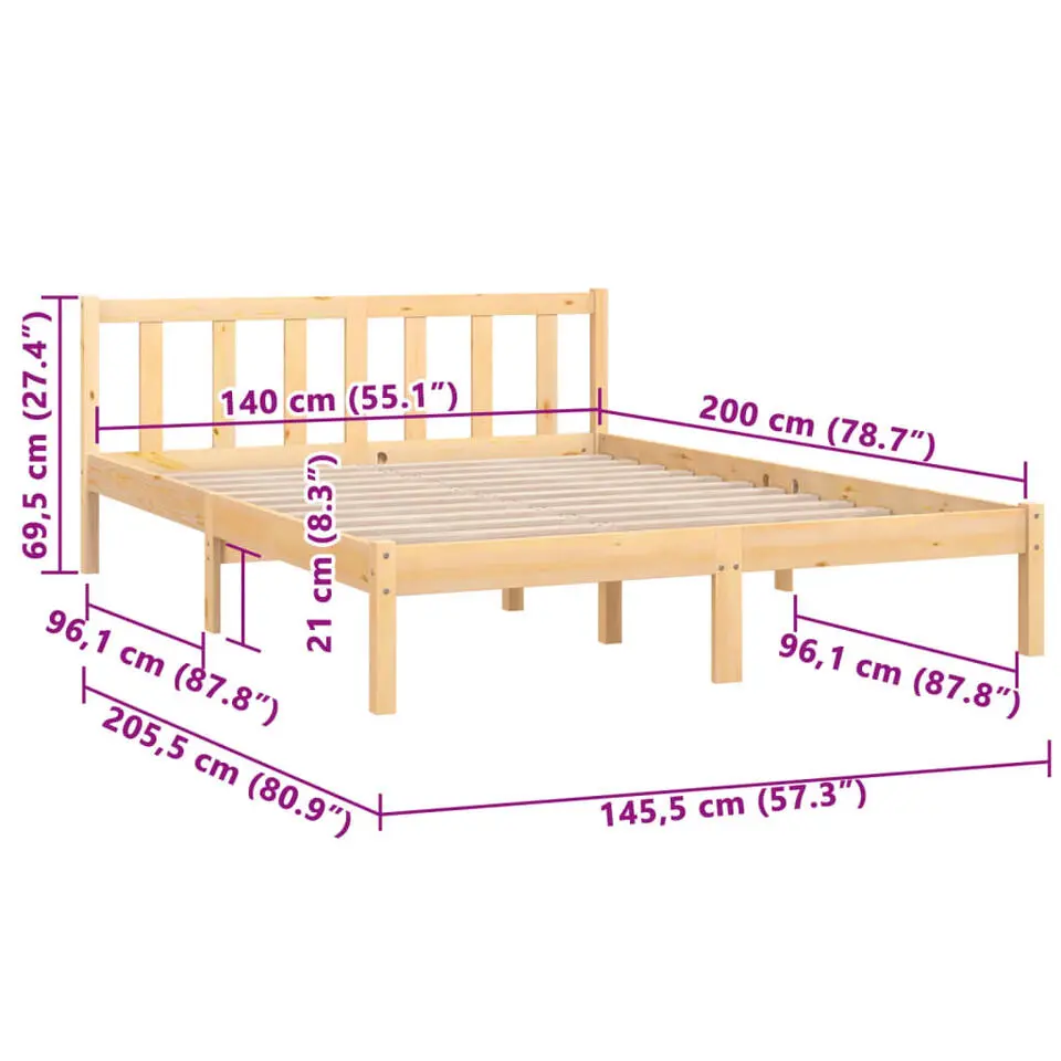 vidaXL - Tweepersoonsbedden - Bruin - Grenenhout - 140 x 200 cm