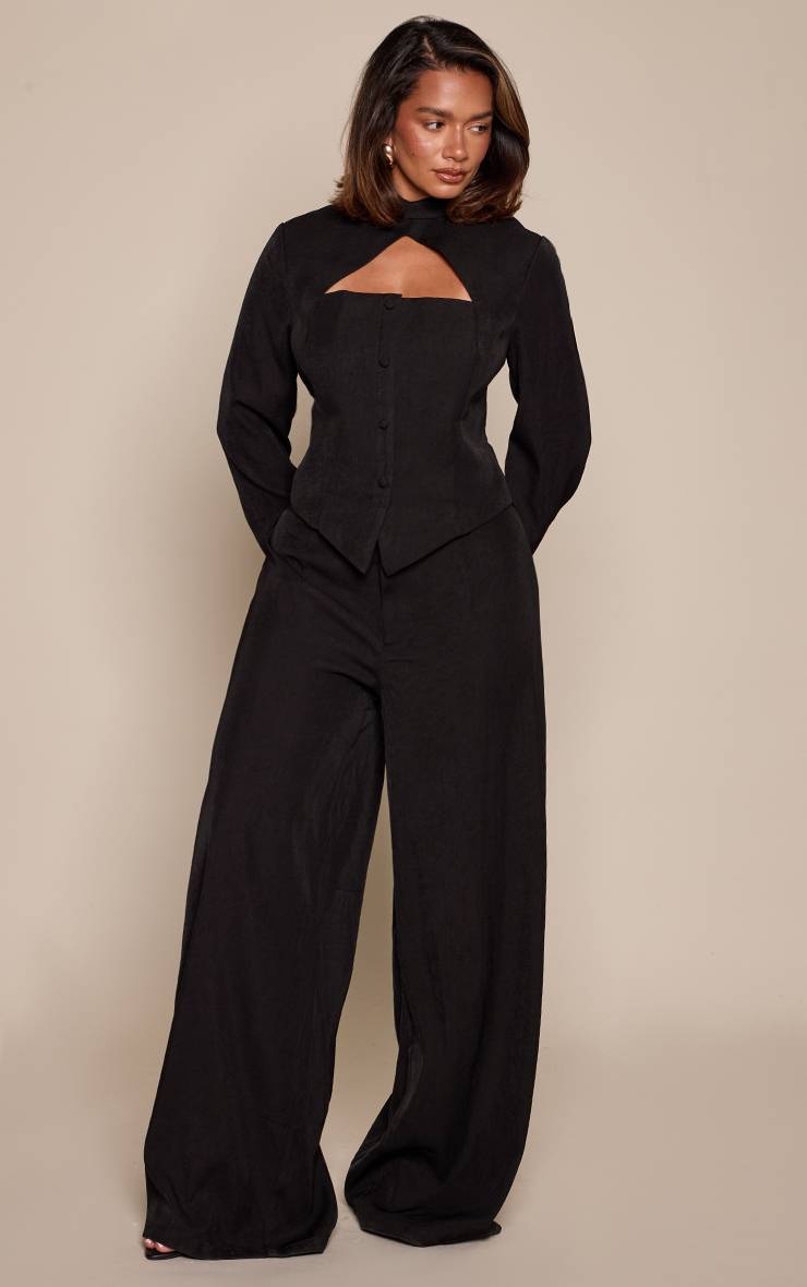 Noir Pantalon Tailleur Large Co-ord Shape