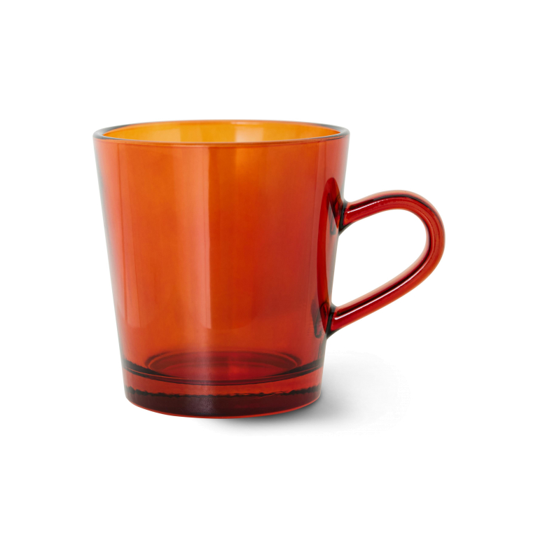 HKliving 70's Glassware koffie mok set van 4 amber brown