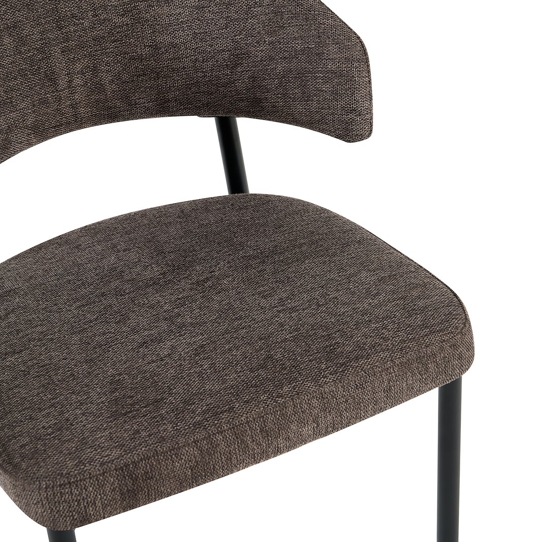 Camaro spisestol Tekstil Brego 40 brun, sortlakkerte ben
