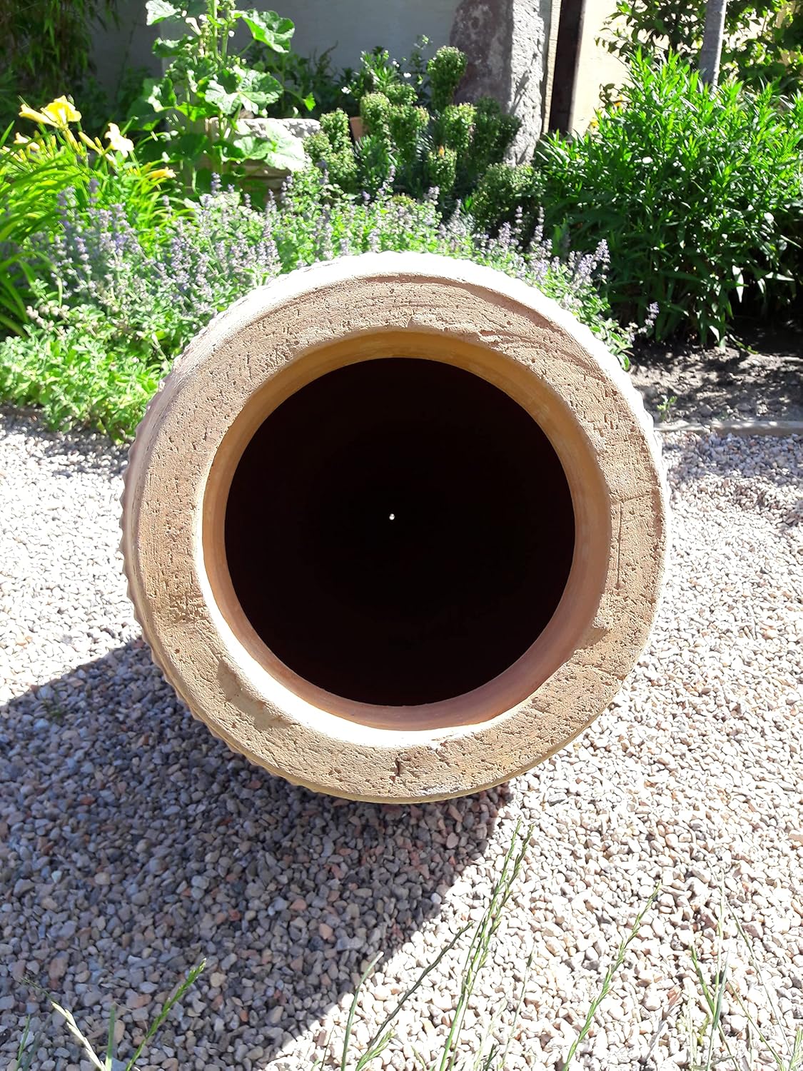 Palatina Werkstatt Exklusive Terracotta Amphore liegend Vitex 60cm – 100% handgefertigtes Unikat – Verleihen Sie Ihrem Garten- & Innenbereich unwiderstehlichen Charme