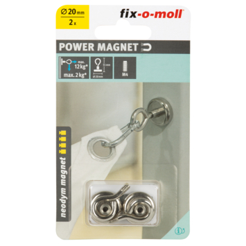 Magneet Neodymium met oog 20x31mm 2 stuks