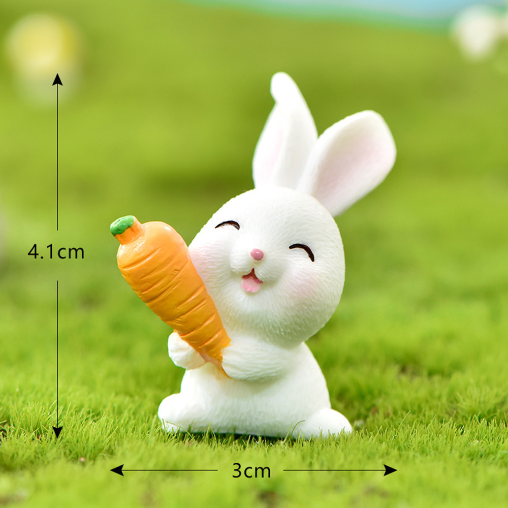 (7er Set) Miniatur Hasen Oster Deko Bastel Figuren Geschenktopper