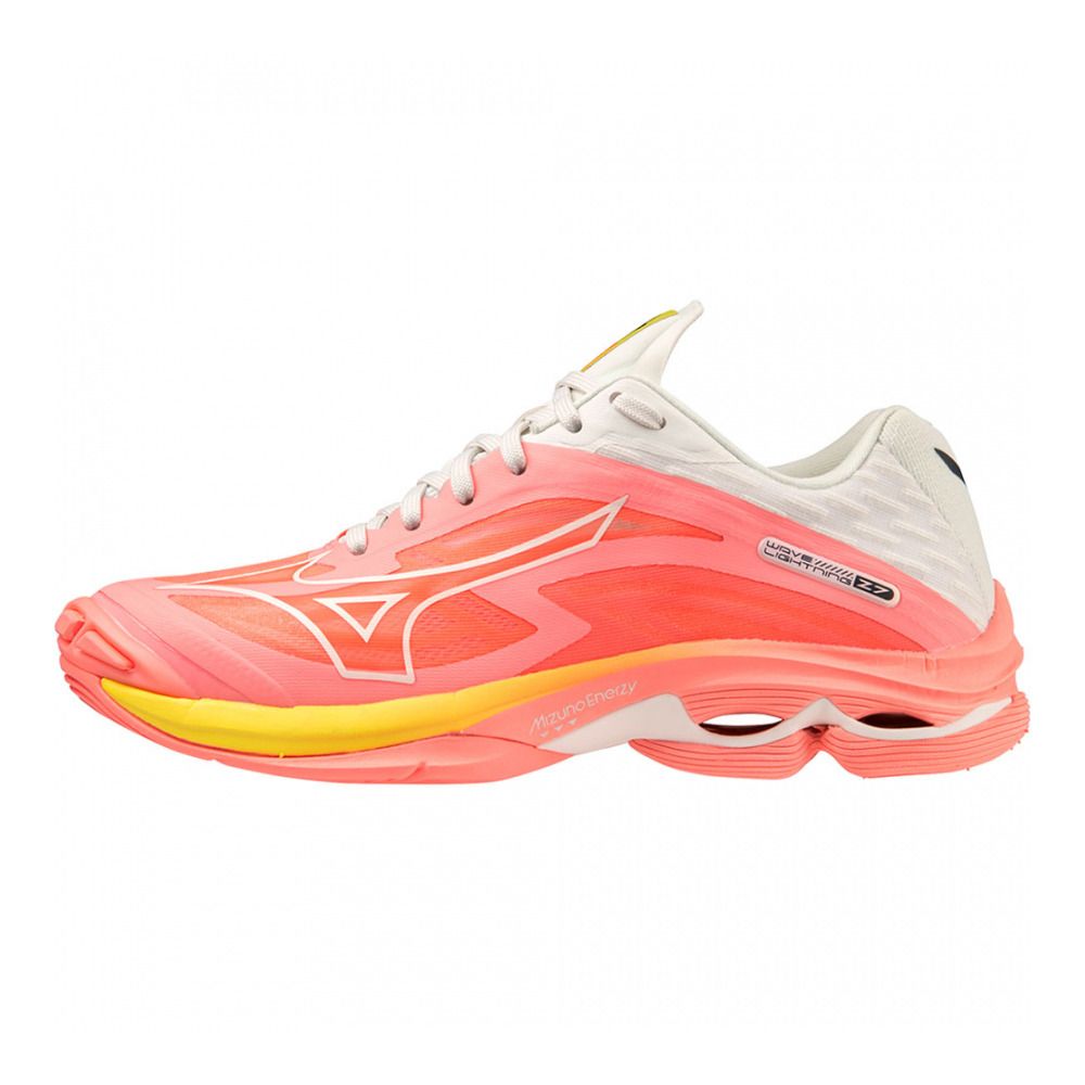 Mizuno WAVE LIGHTNING Z7 - Chaussures volleyball Femme candy coral/black/bolt(neon)