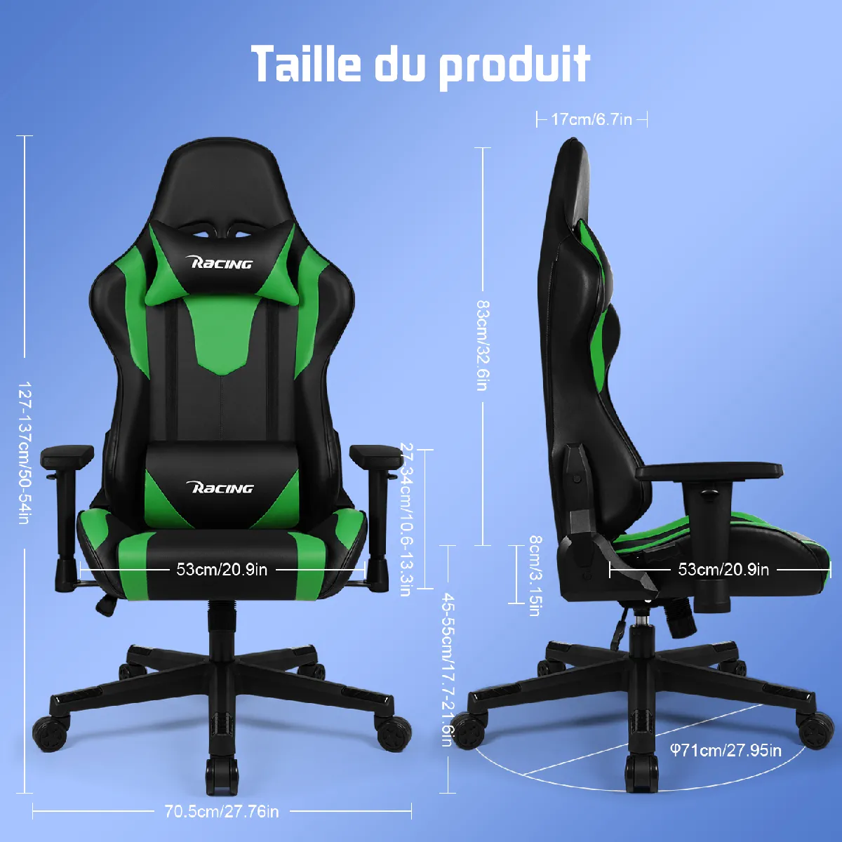 Lexzurn Chaise Gaming Inclinable 155°