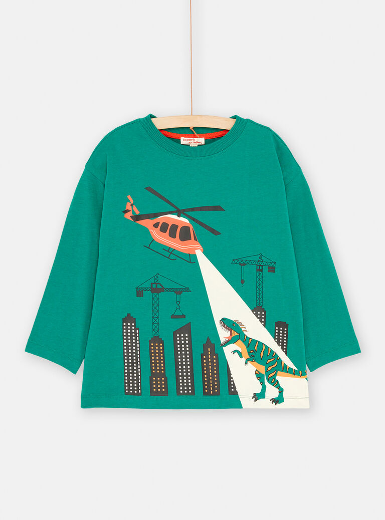 T-shirt vert empire à animation dinosaure pour garçon