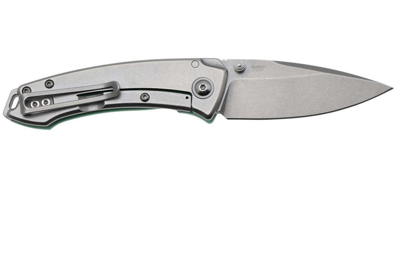CRKT Tuna Compact 2522B Stonewashed 14C28N, Aqua Green G10, zakmes, Lucas Burnley design