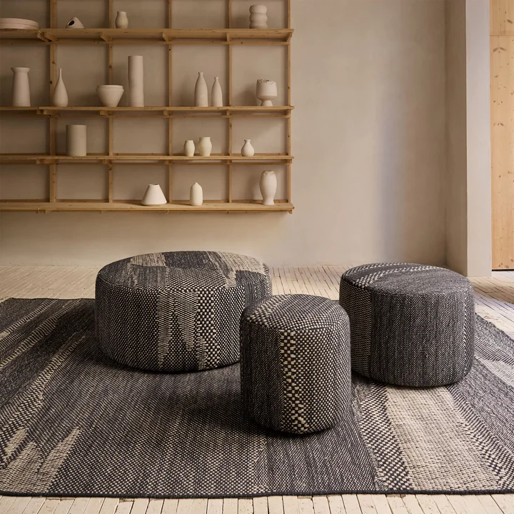 nanimarquina - Wabisabi Pouf, Ø 40 x H 43 cm, small, knochenweiss
