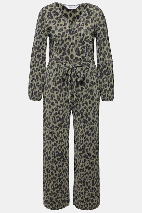 Jumpsuit, Plissee, Leo, weites Bein