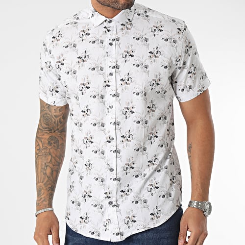 Chemise Manches Courtes Blanc Floral