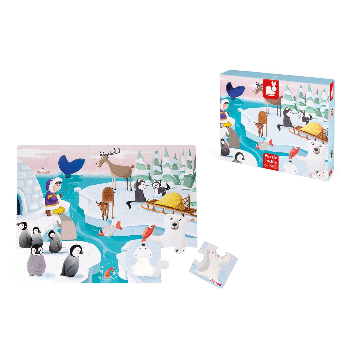 Puzzle tactile 20 pièces : La vie sur la banquise