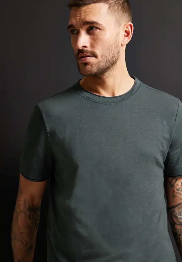 T-Shirt in Unifarbe - grey olive
