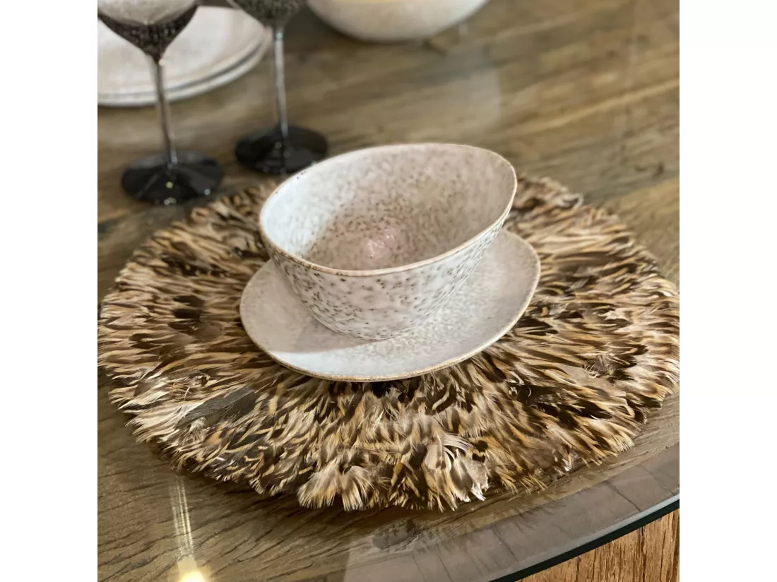 Now's Home - Lot De 4 Sets De Table Ou Decorations En Plumes De Canard O38cm Ducky