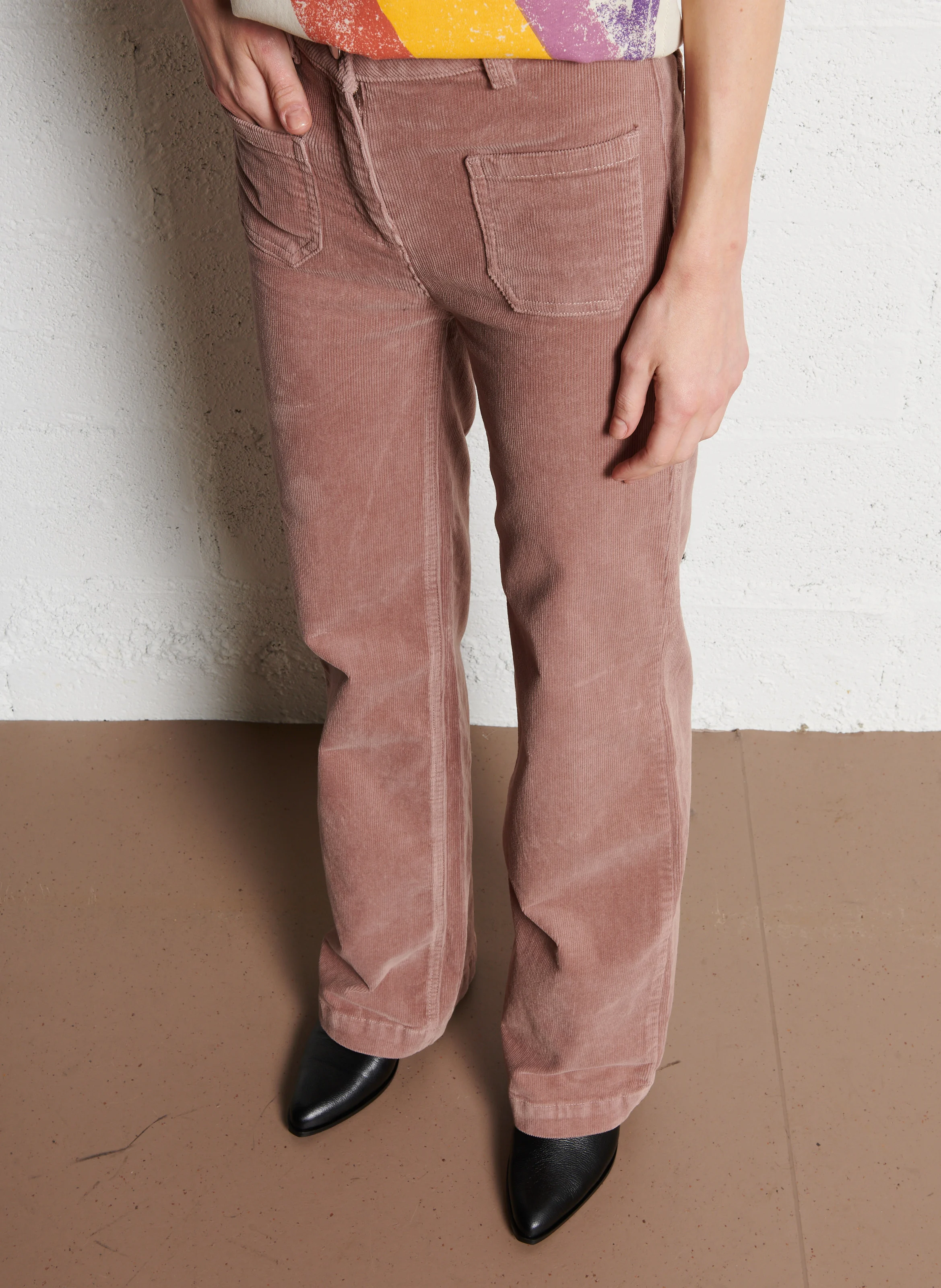 LUNA - Pantalon large en coton mélangé | Rose