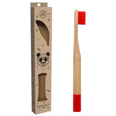 Brosse à dents enfant en bambou - Rouge
