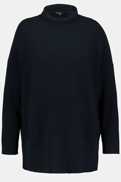 Bellieva-Pullover, Stehkragen, Druckknöpfe, Langarm, GOTS