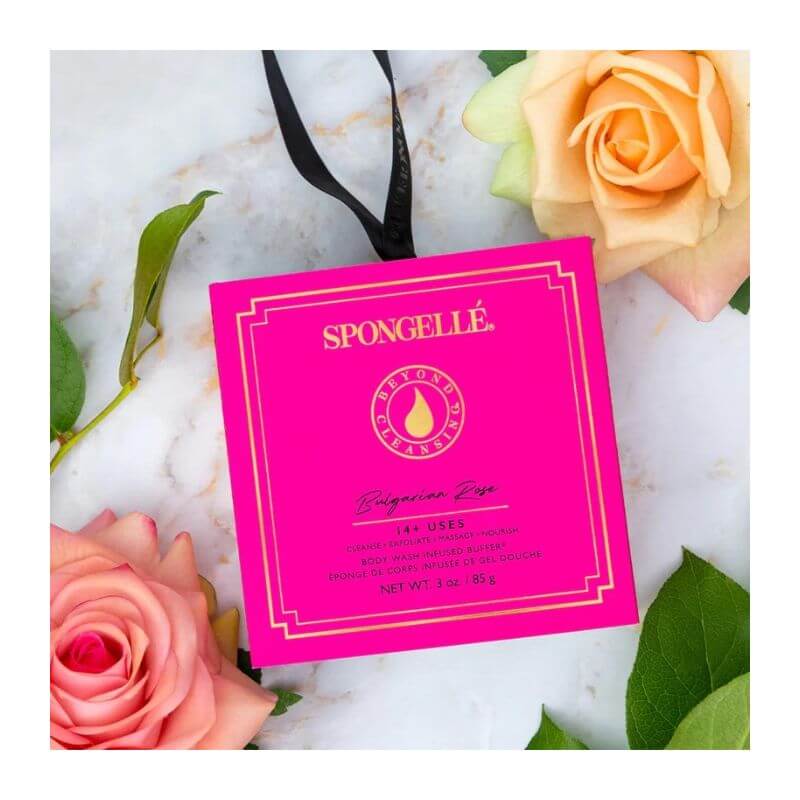 Éponge infusée Exfoliante White Flower Bulgarian Rose Spongellé