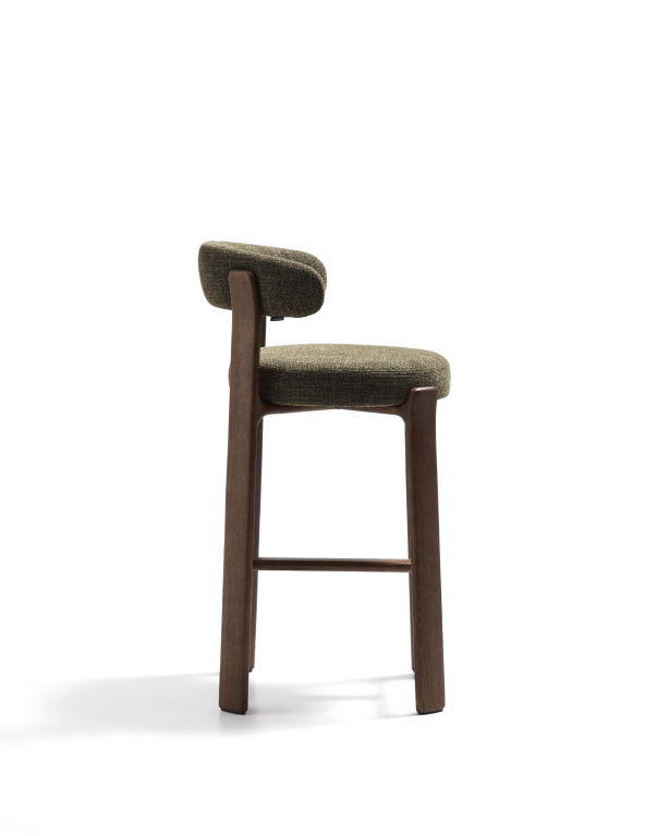 Kave Home Granite barkruk H75 donker essenhout, bruin chenille