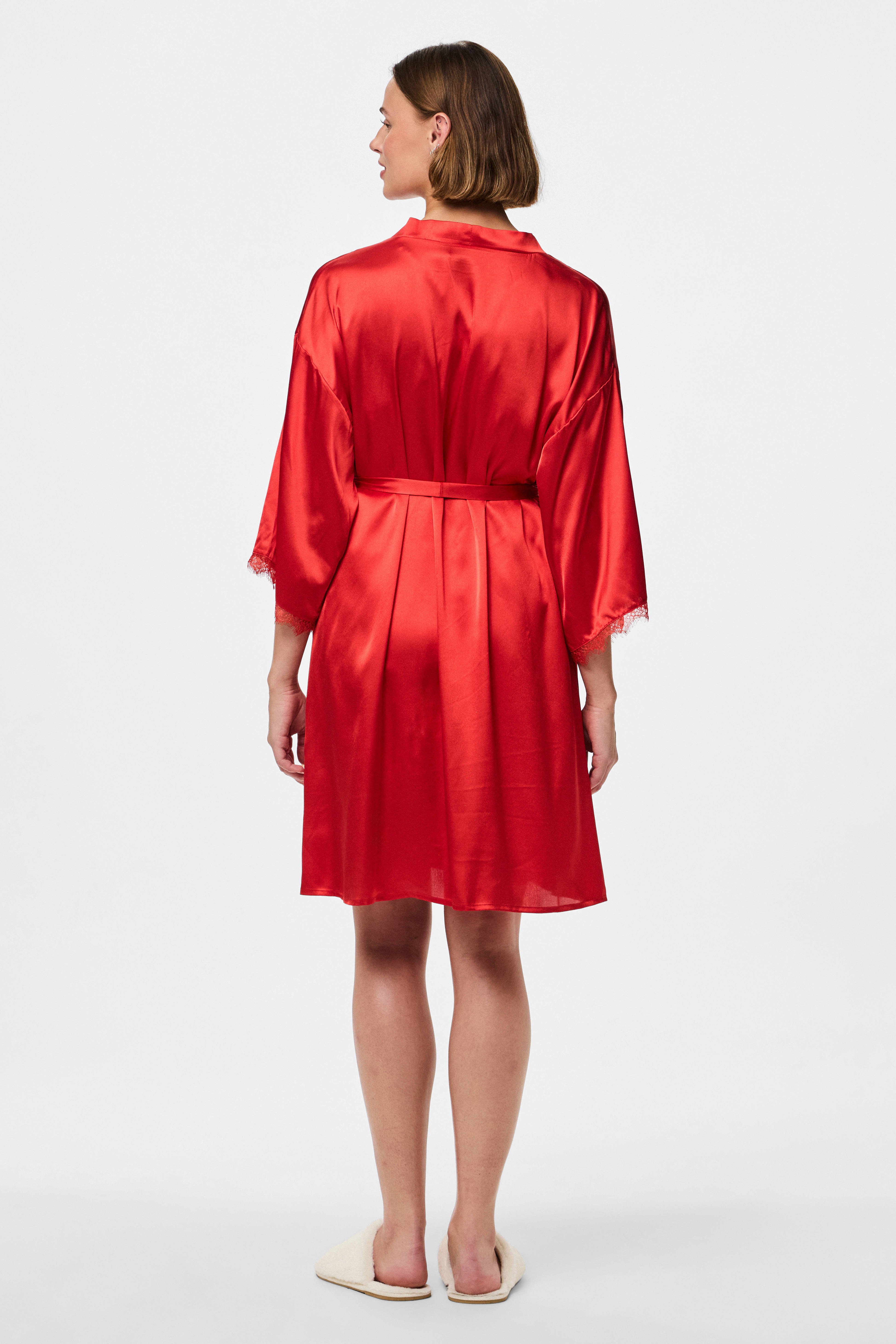 PIECES satijnen kimono PCANOVI rood