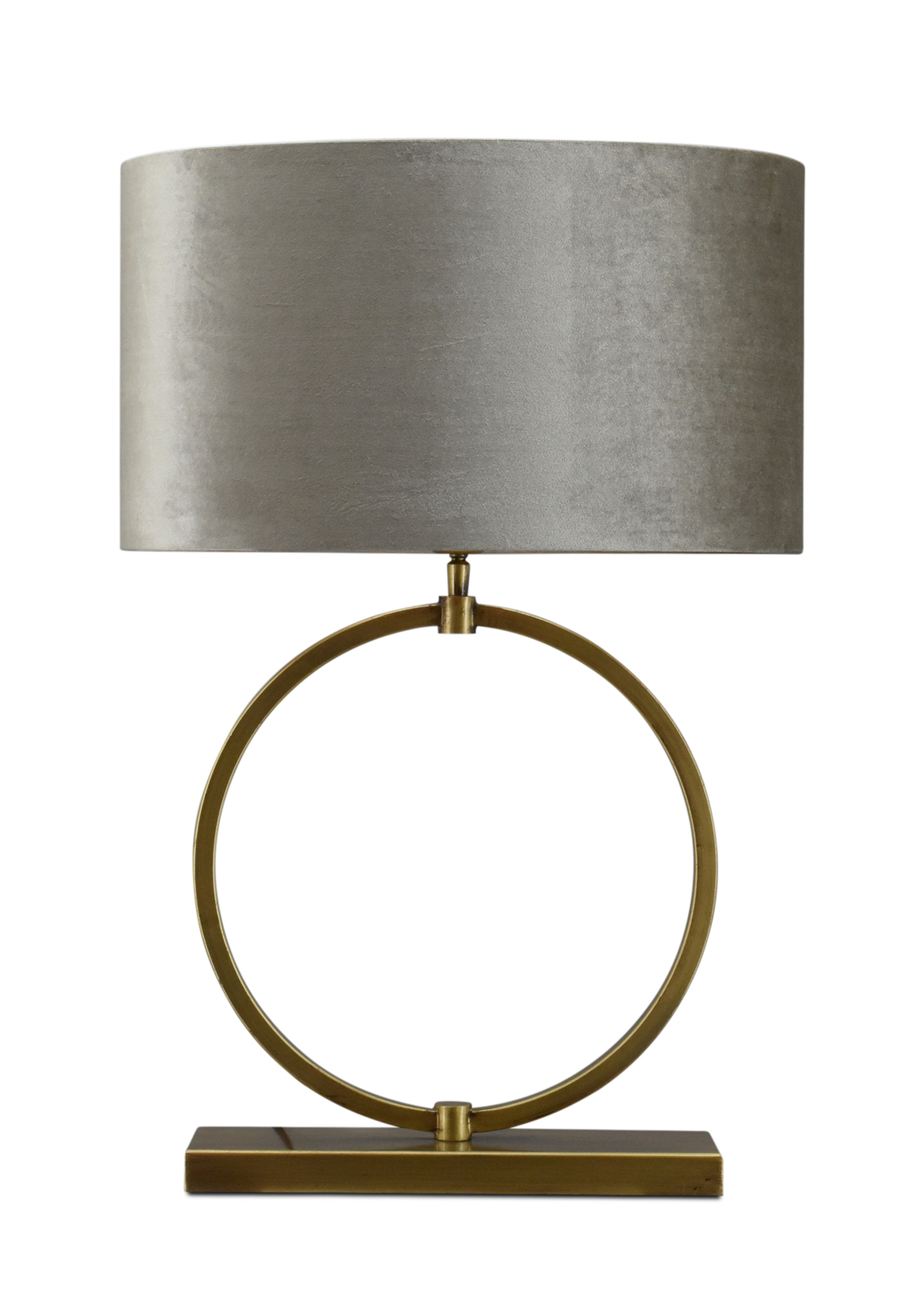 Tafellamp Devon medium bronze + kap Ovaal 45x30x25cm Fendi velours taupe ( taupe binnenkant )